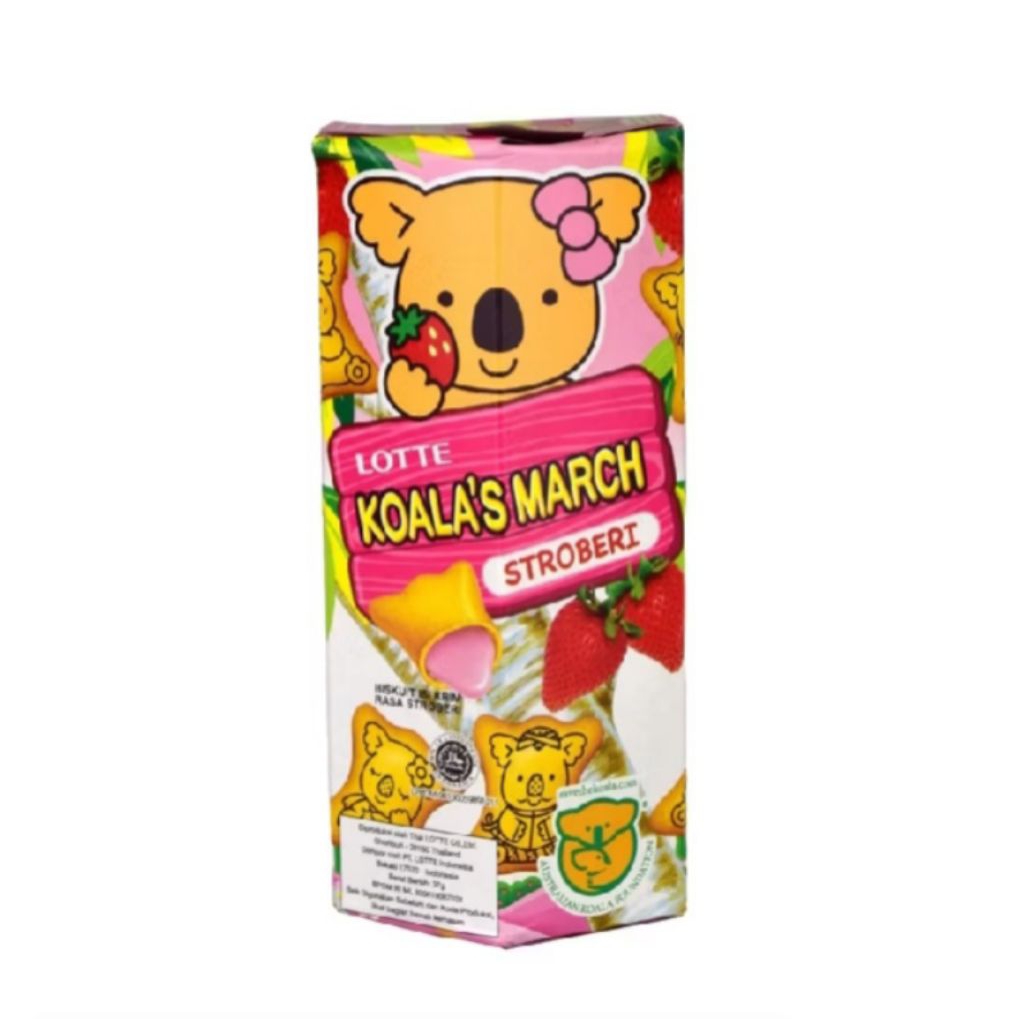 

Lotte Koala's March 37gr. Biskuit krim isi coklat, milk, stroberi