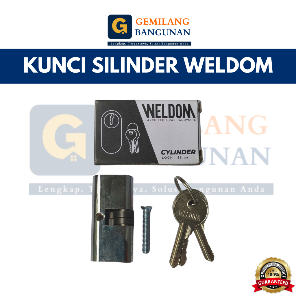 Silinder Kunci Oval Double Cylinder Pintu Aluminium WELDOM / Silinder Kunci Oval / Kunci Cylinder Ov