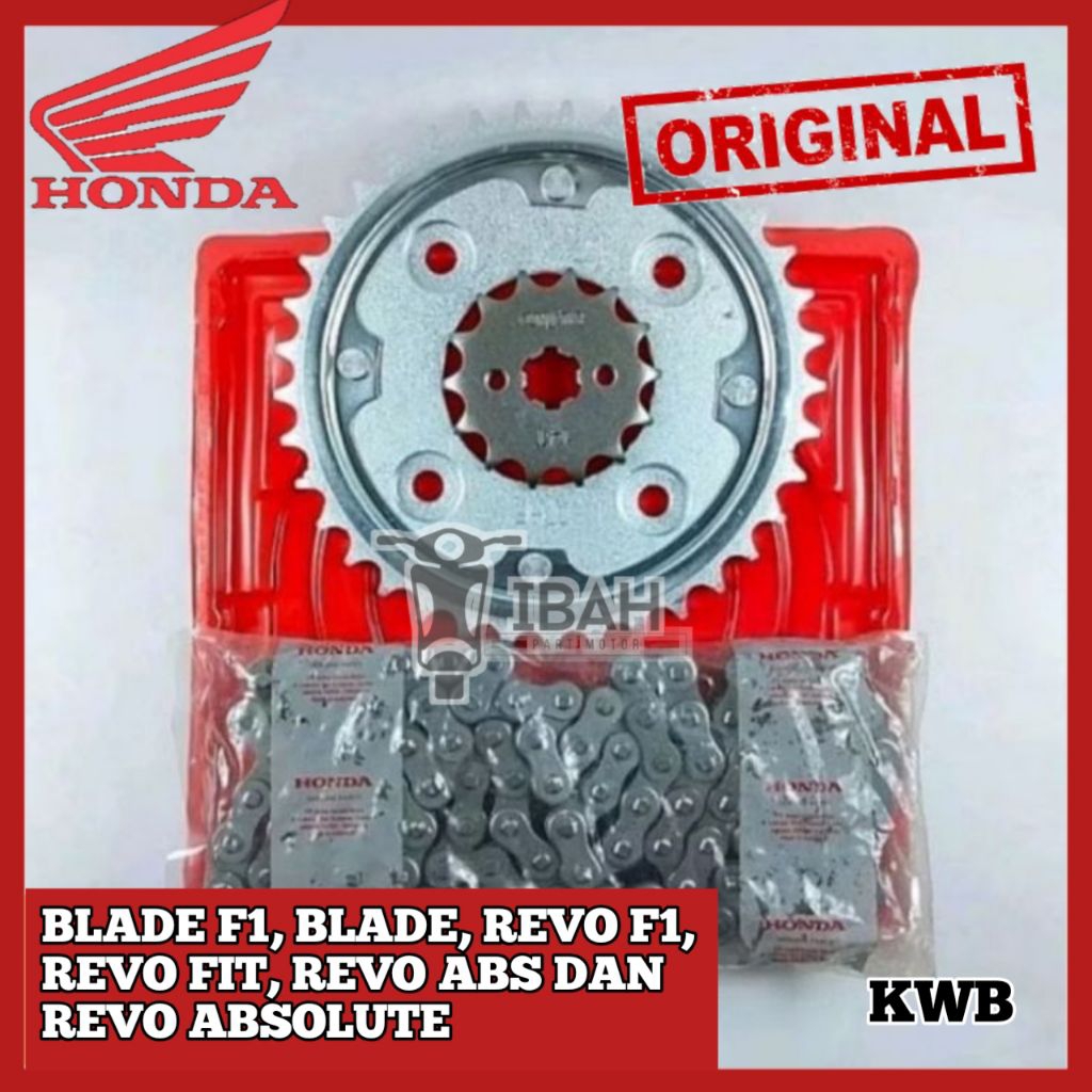 GEAR SET HONDA + RANTAI KWB/KWW ORIGINAL UNIT BLADE, BLADE F1, REVO, REVO F1, REVO FIT, REVO ABS DAN