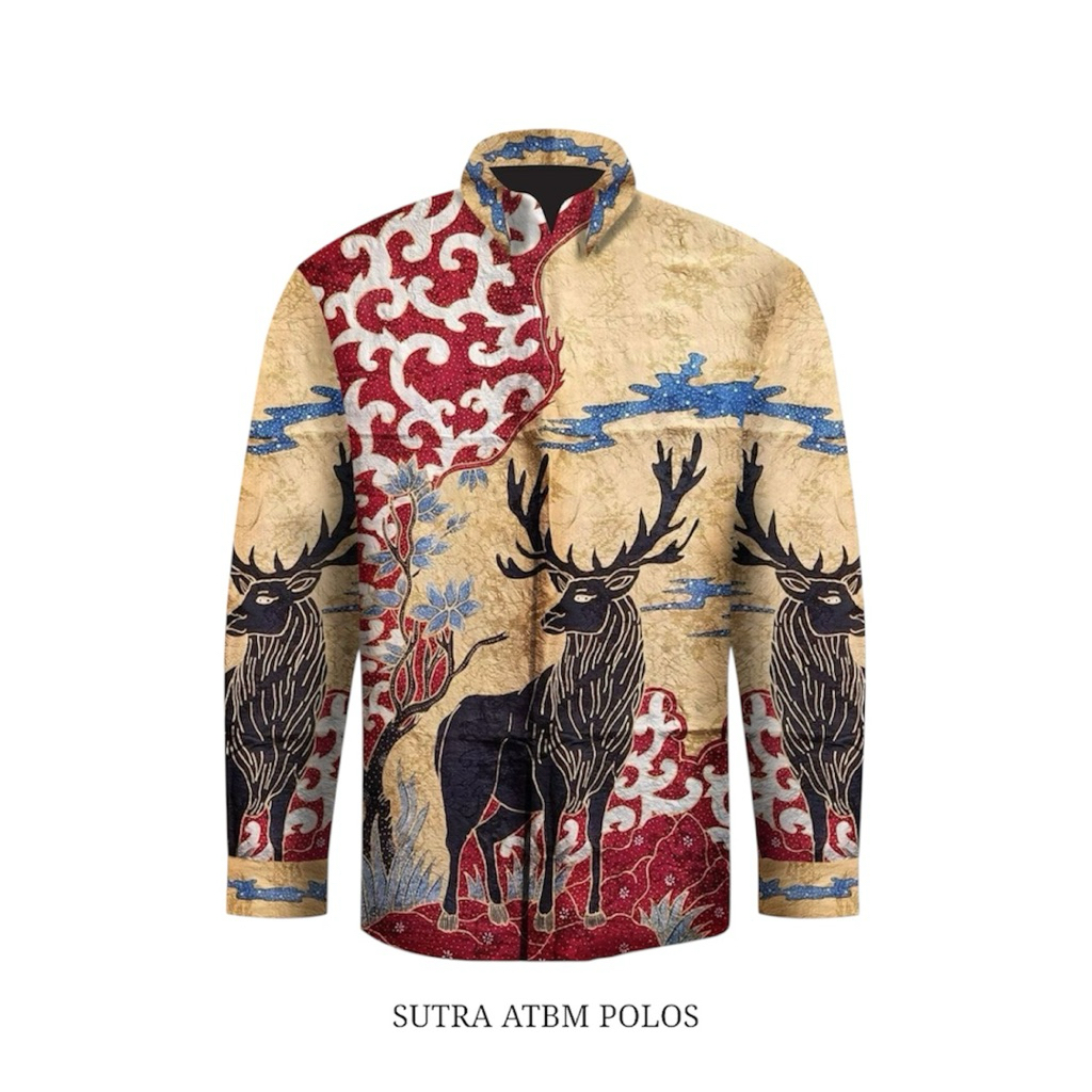 Kain batik tulis sutra atbm polos motif rusa kemeja batik tulis pria asli 100% original S143