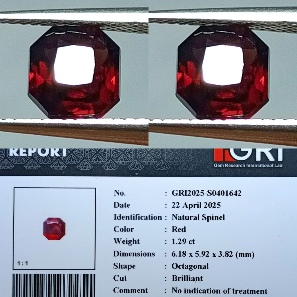 NATURAL RED SPINEL NO TREATED GRI ID LAB