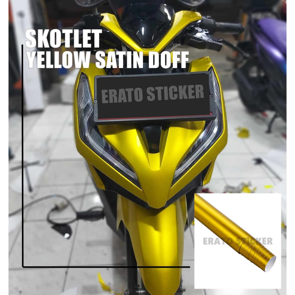 SKOTLET STIKER MOTOR KUNING SATIN SKOTLET KUNING DOFF SKOTLET YELLOW METALIK DOFF SKOTLET FANCHI