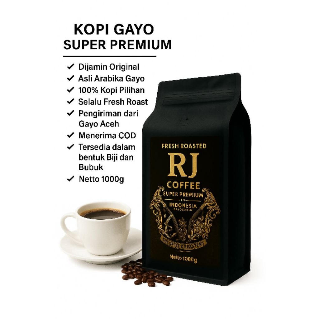 

Kopi Arabika Super Premium berkualitas 100% asli Gayo//Bubuk Biji Rosteang Bean RJ Coffee