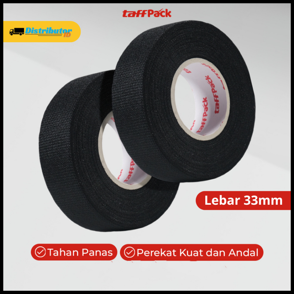 Lakban Kain Pembungkus Kabel Otomotif Tahan Panas Isolasi Hitam 32mm Adhesive Body Mobil Motor