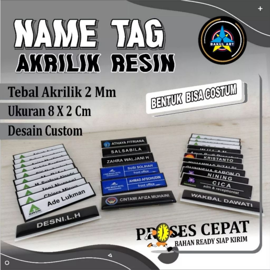 

NAME TAG / PAPAN NAMA AKRILIK RESIN CEPAT MURAH