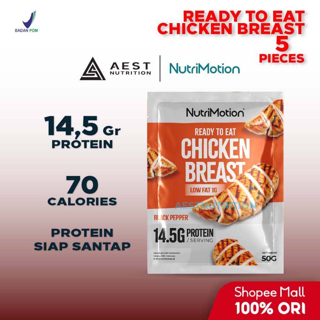 

NutriMotion Ready To Eat Chicken Breast 50 gr 5 Pcs - Dada Ayam Fillet Siap Saji Makan High Protein