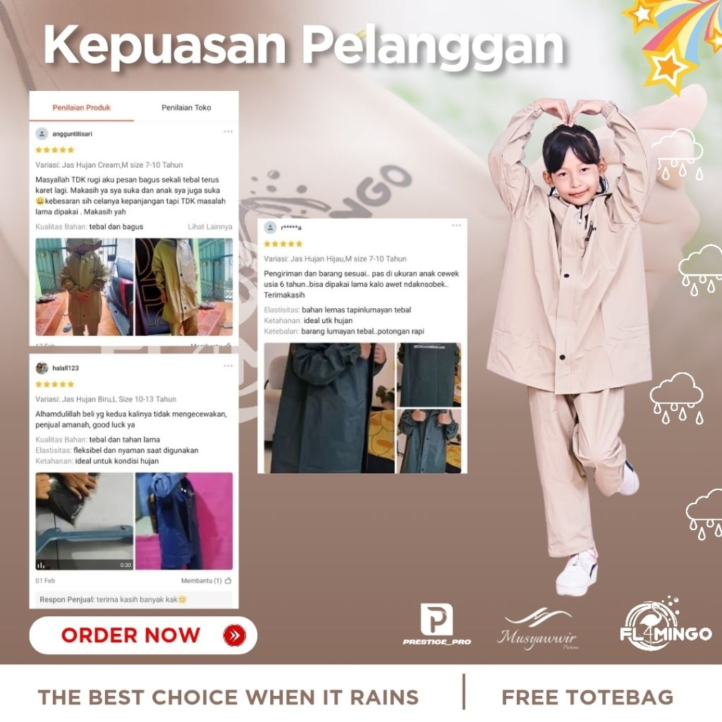 Jas Hujan Anak Jas Hujan Stelan Anak Karakter Flamingo Waterproof Anti Rembes