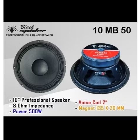 Komponen Speaker BLACK SPIDER 10MB 50