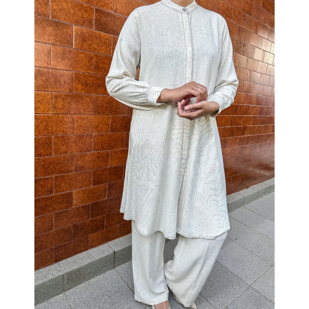 BY GHASSA - Inara One Set / Set Outer Wanita / Outer Bahan Linen / Baju Atasan dan Bawahan Wanita / 