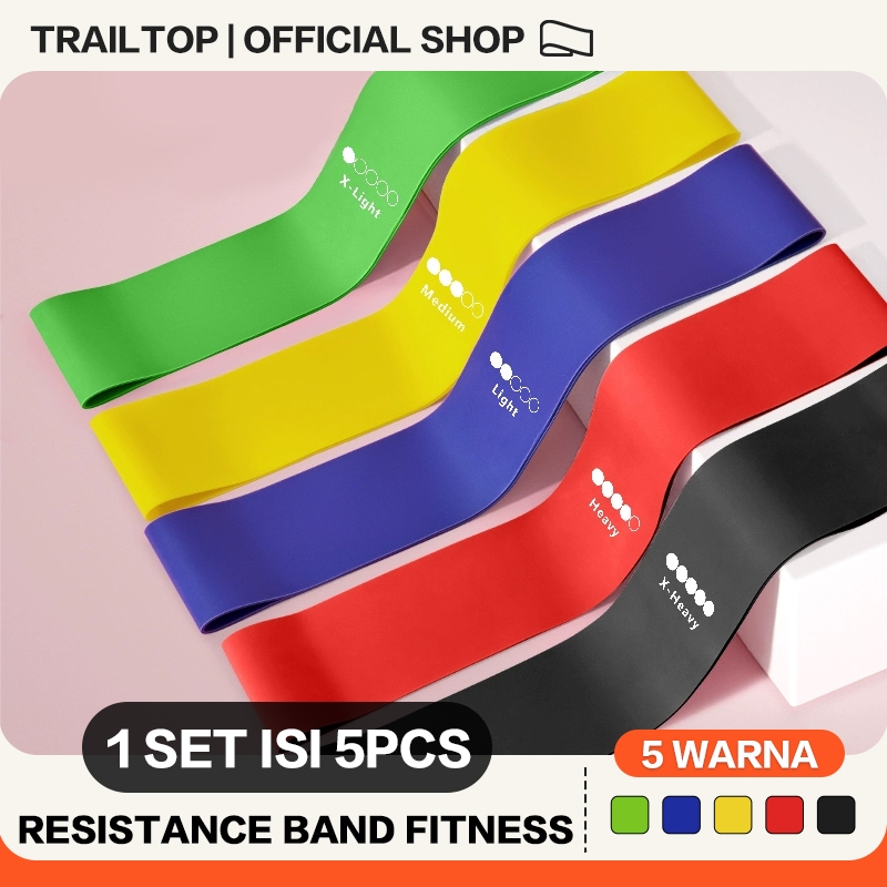 TrailTop Resistance Bands Alat Fitness 1 Set 5pcs Elastis Fitness Loop Bands Tali Fitness