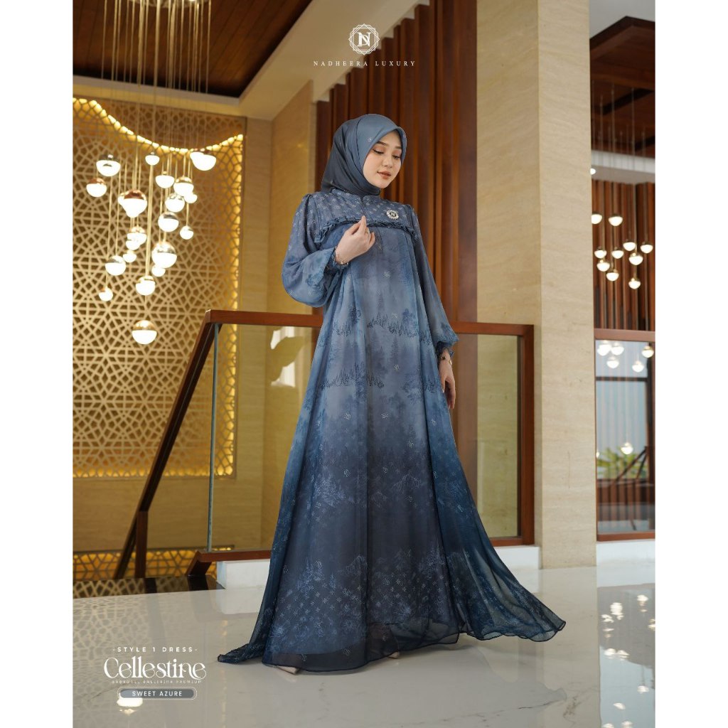 CELLESTINE SERIES Style 2dan 4 midi dan Dress by Nadheera Luxury Terbaru Gamis Babydoll Rayon Premiu