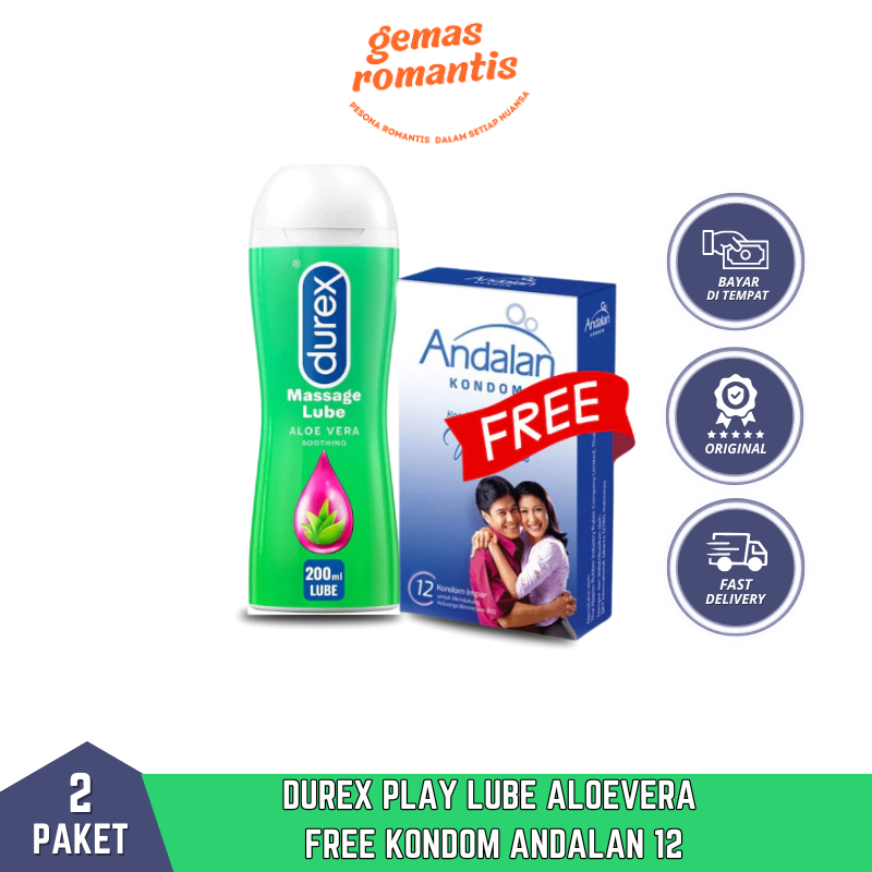 Durex Play Massage Aloe 200 ml & Kondom Andalan Bergerigi isi 12 pcs
