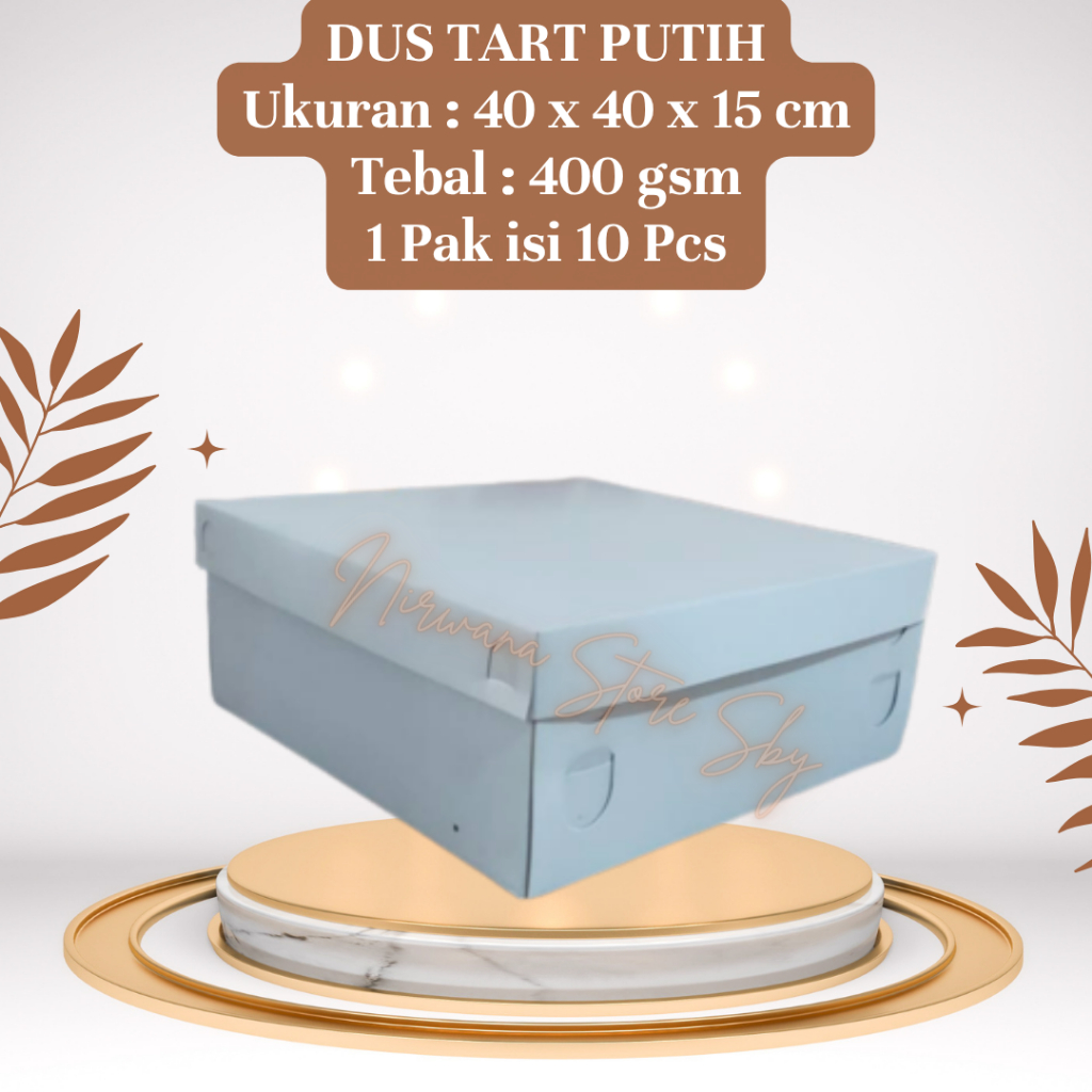 

(10 Pcs) Dus Kue Tart Putih 40x40x15 / Box Kotak Nasi