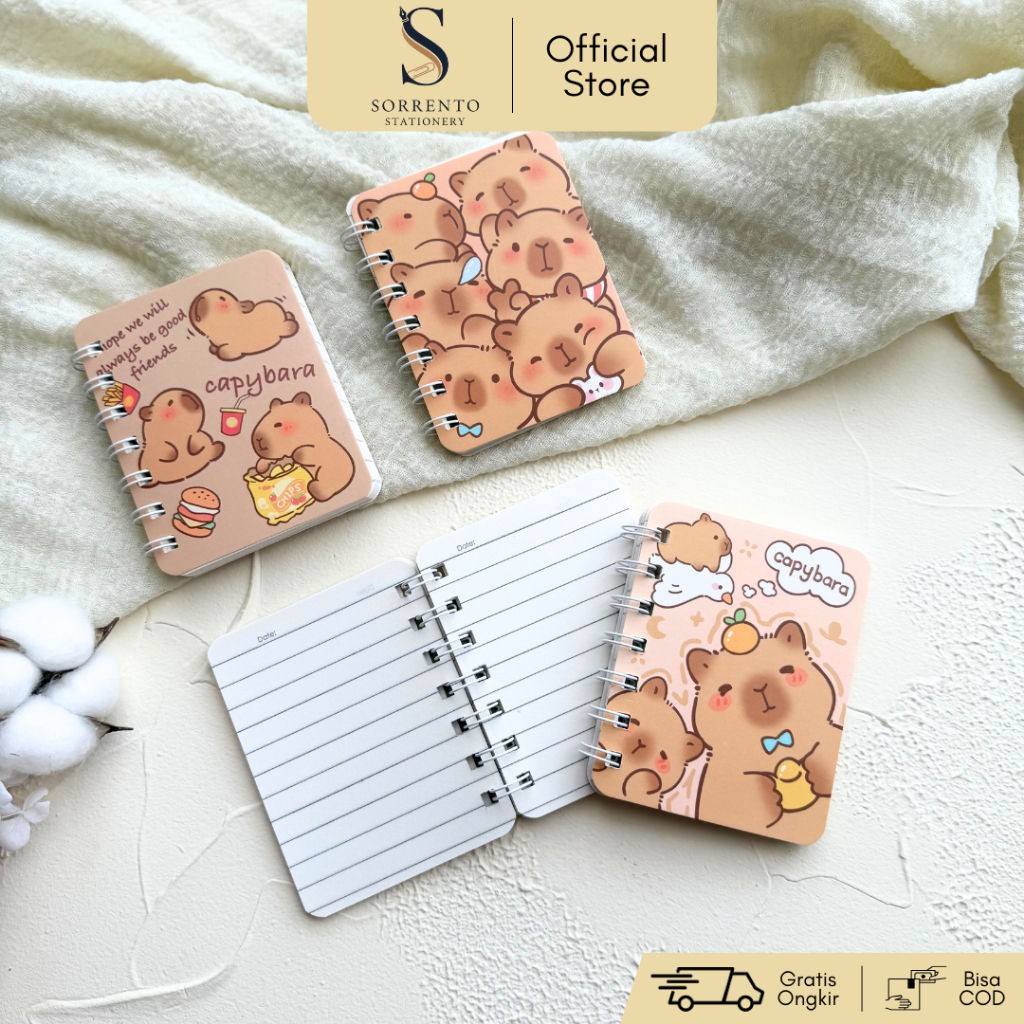 

Notebook Spiral Mini A7 Capybara - Buku Saku Kertas Bergaris