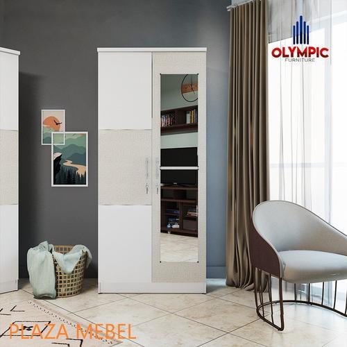 Olympic HESSIAN 2P Lemari Pakaian 2 Pintu 80x43x180.9 cm Putih/Krim/Silver