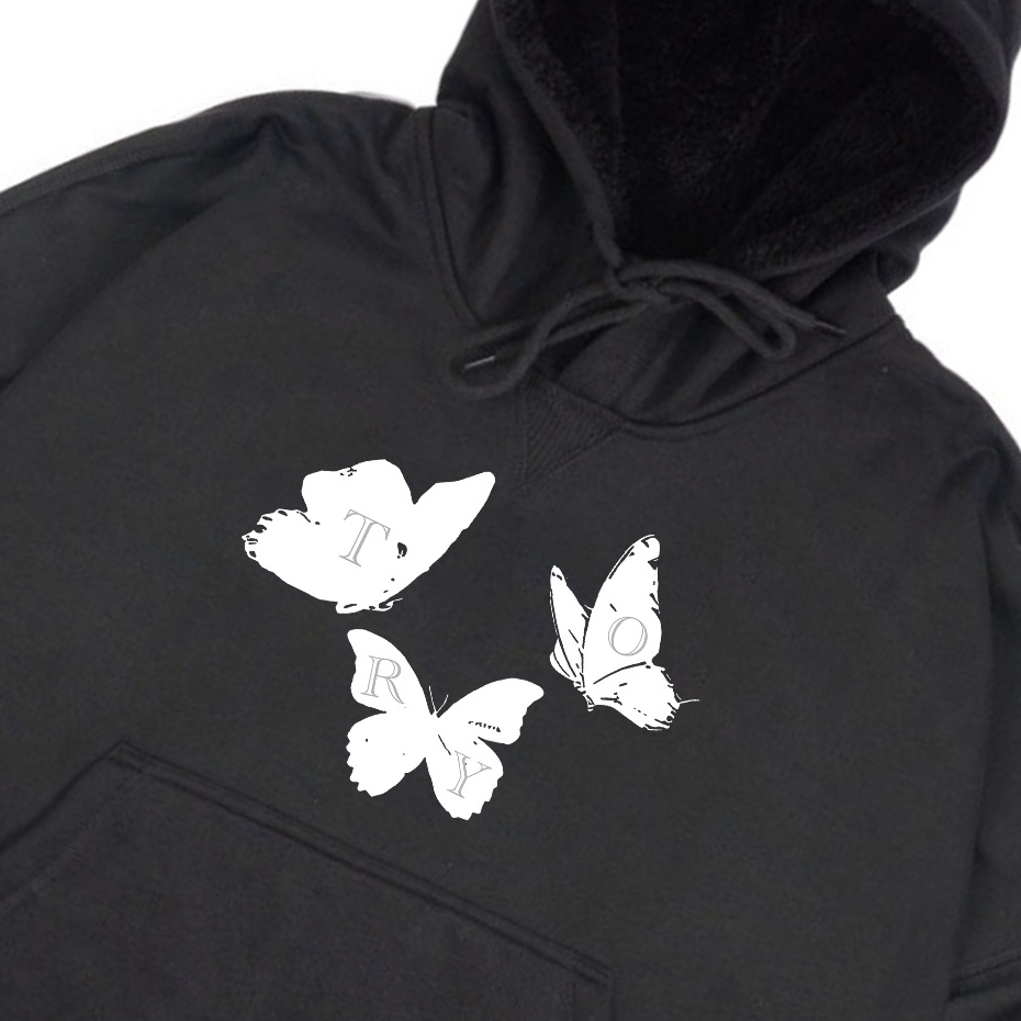 Troy Company Hoodie Boxy Oversized Black Buffy - Hoodie Boxy Oversize Hitam HB 3245