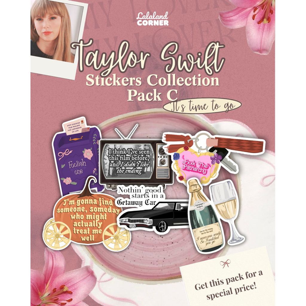 

[MIN BELI 3 PCS] Taylor Swift Sticker <It’s time to go> lyrics glitter | fearless speak now red 1989 reputation folklore evermore midnights ttpd