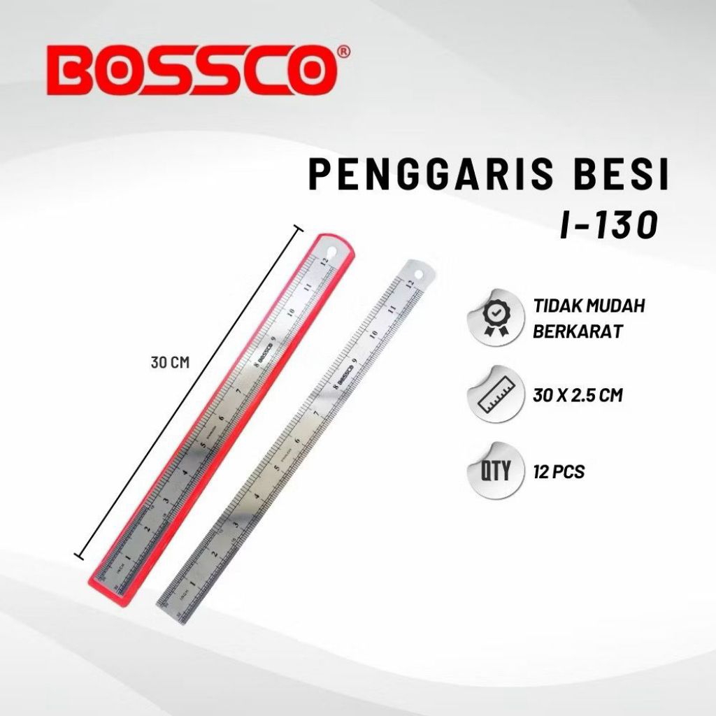 

Grosir 1 Lusin (12pcs) Penggaris Besi 30cm