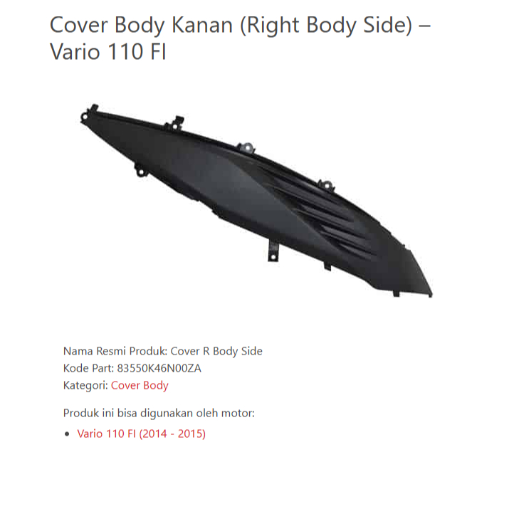 83550K46N00ZA Cover Body Kanan (Right Body Side) – Vario 110 FI