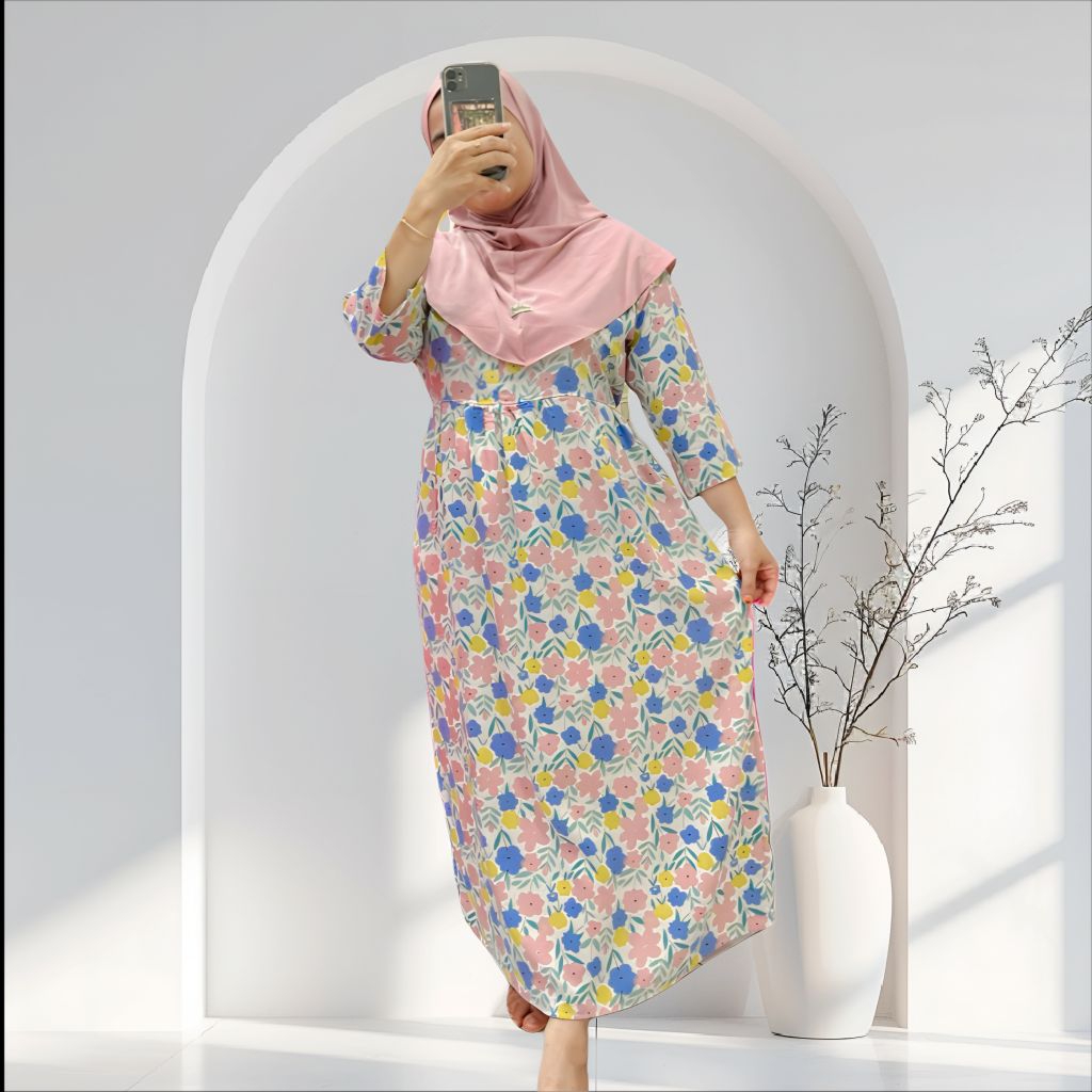 Mpo ocha Dress Hijab Rayon 3/4 / Daster Rayon Premium / Dress Busui Frendly / Midi Dress