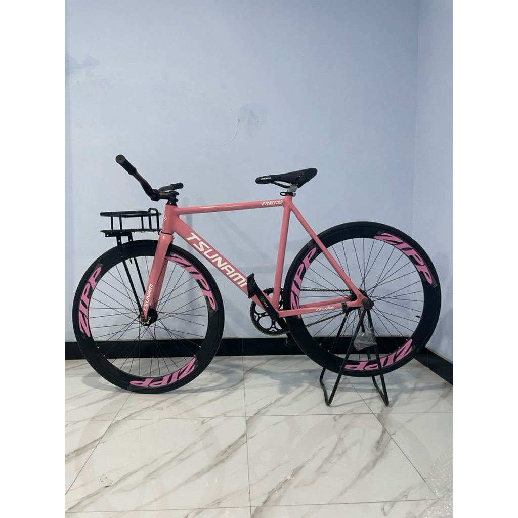 Sepeda Fixie tsunami Steel + keranjang