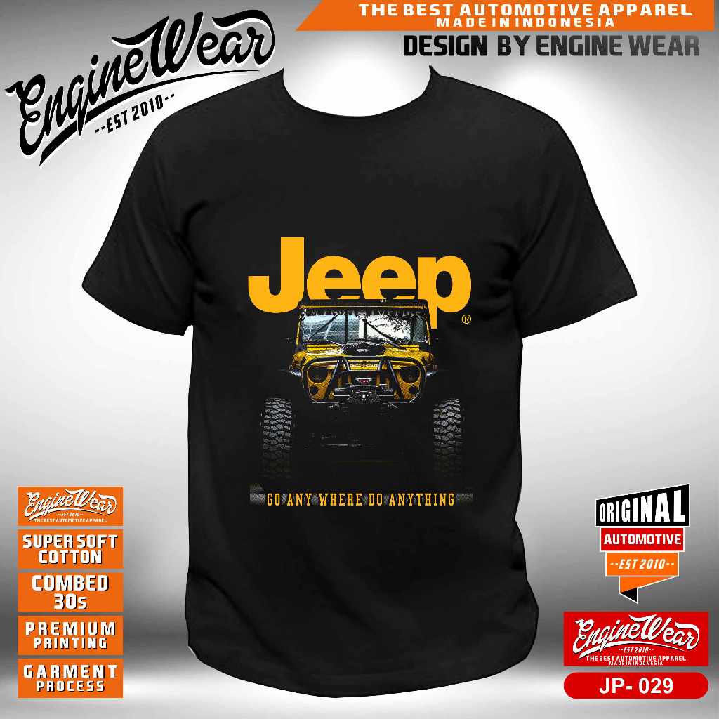 Kaos jeep tshirt mobil willys Kaos JK rubicon 4WD wrangler CJ7 4x4 baju offroad otomotif JP029