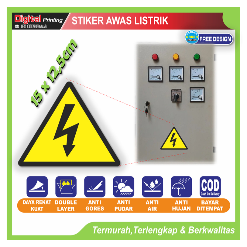 

Stiker tanda bahaya listrik segitiga sticker peringatan keamanan tegangan tinggi anti strum panel