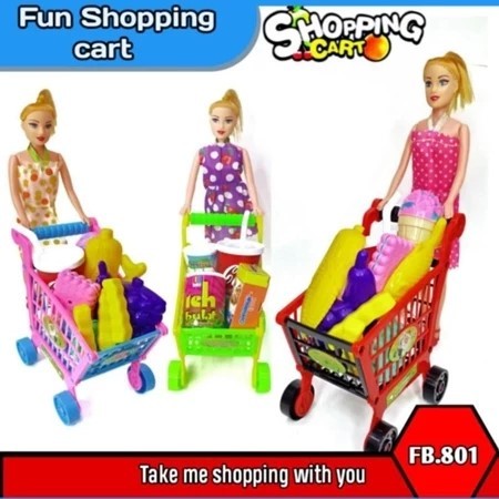 Mainan Anak Troley/Trolly/Keranjang Troli Supermarket/Fun Shopping Cart/Keranjang Belanja dengan Bon