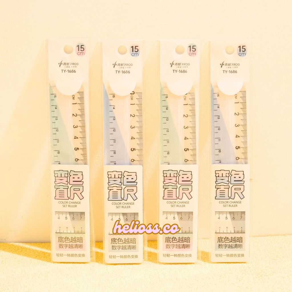 

PENGGARIS 15CM COLOR CHANGING BERUBAH WARNA RULER SERBA GUNA PENGGARIS SEMI TRANSPARAN PREMIUM HELIOSS.CO