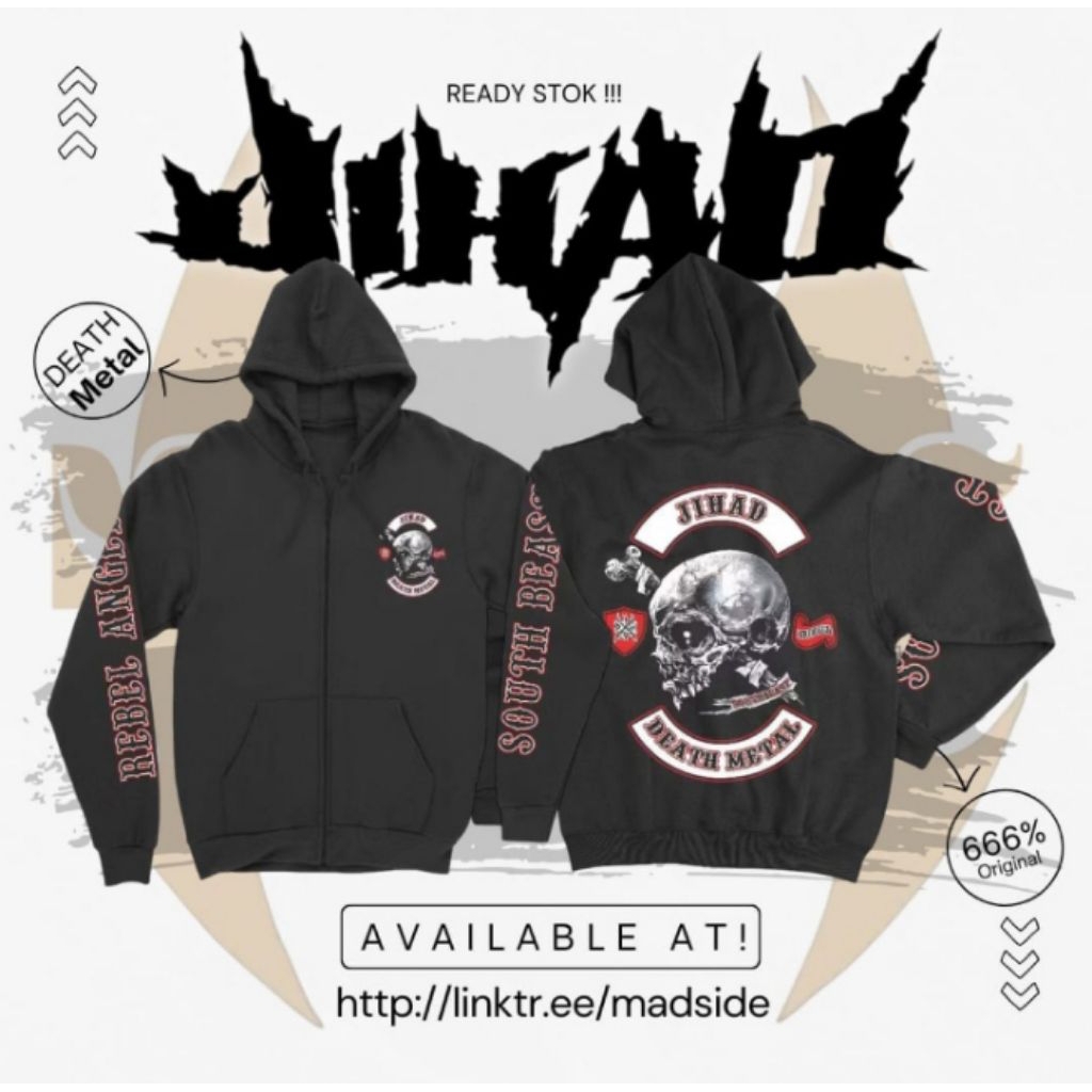 Sweater Hoodie Unisex Band Death Metal Jihad - The Beast Colors