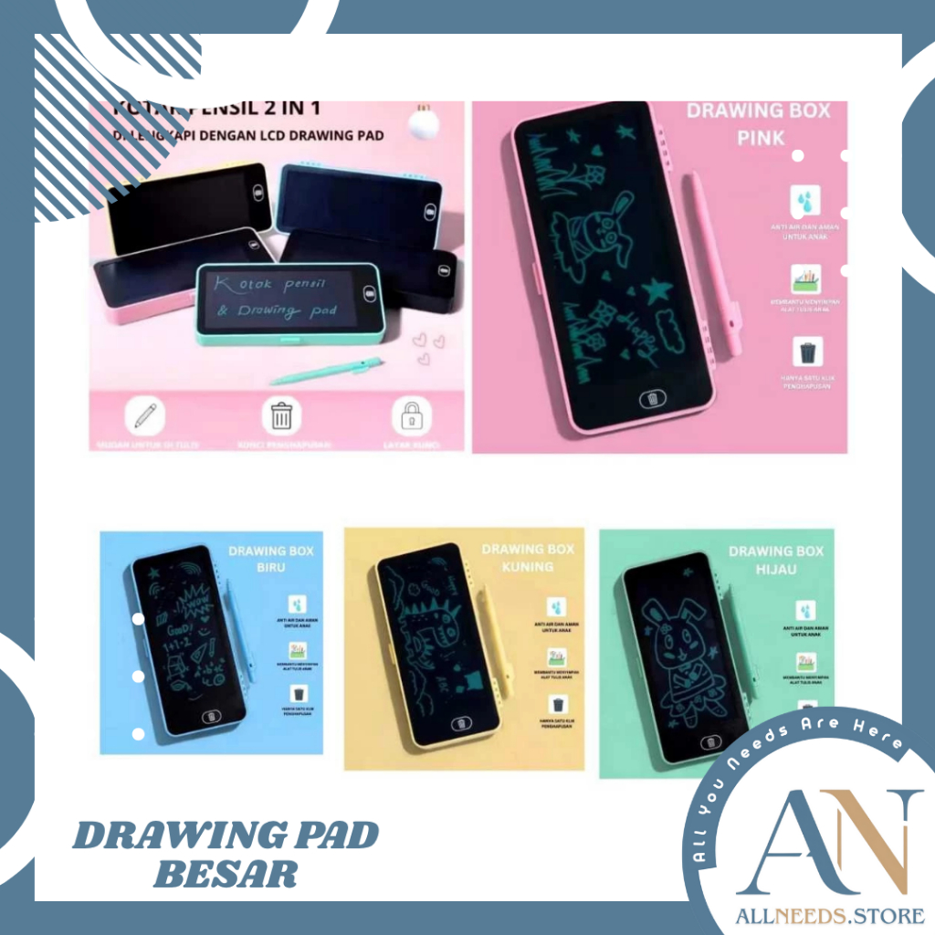 

Allneeds Kotak Pensil 2 in 1 Lcd Pen Case Drawing Pad Tempat Pencil Anak