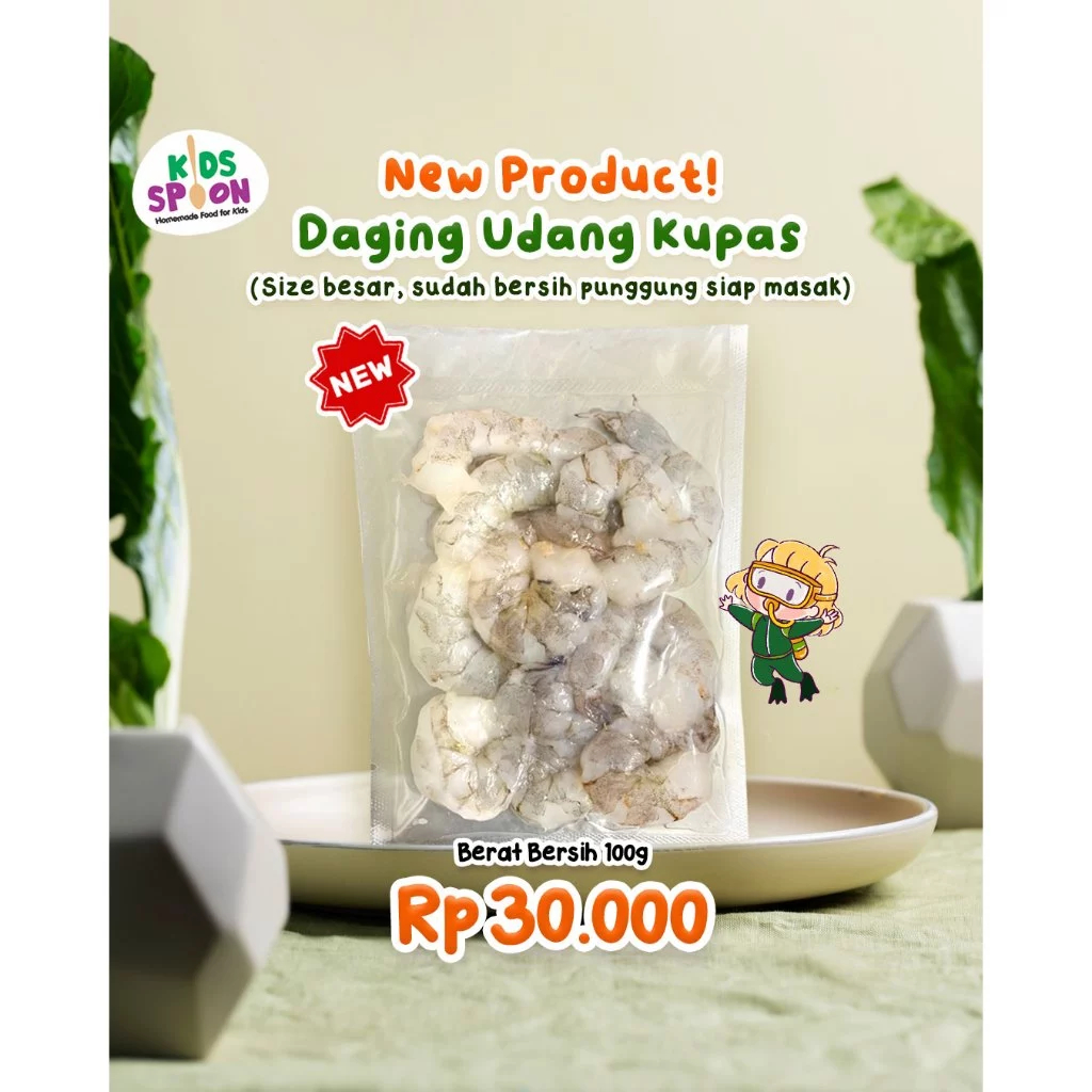 

Kids Spoon Daging Udang Kupas 100g cocok untuk MPASI (Frozen)
