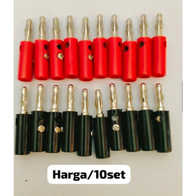 Jack Banana Jack Audio Connector 10Set (20 Pcs)  Hitam + Merah