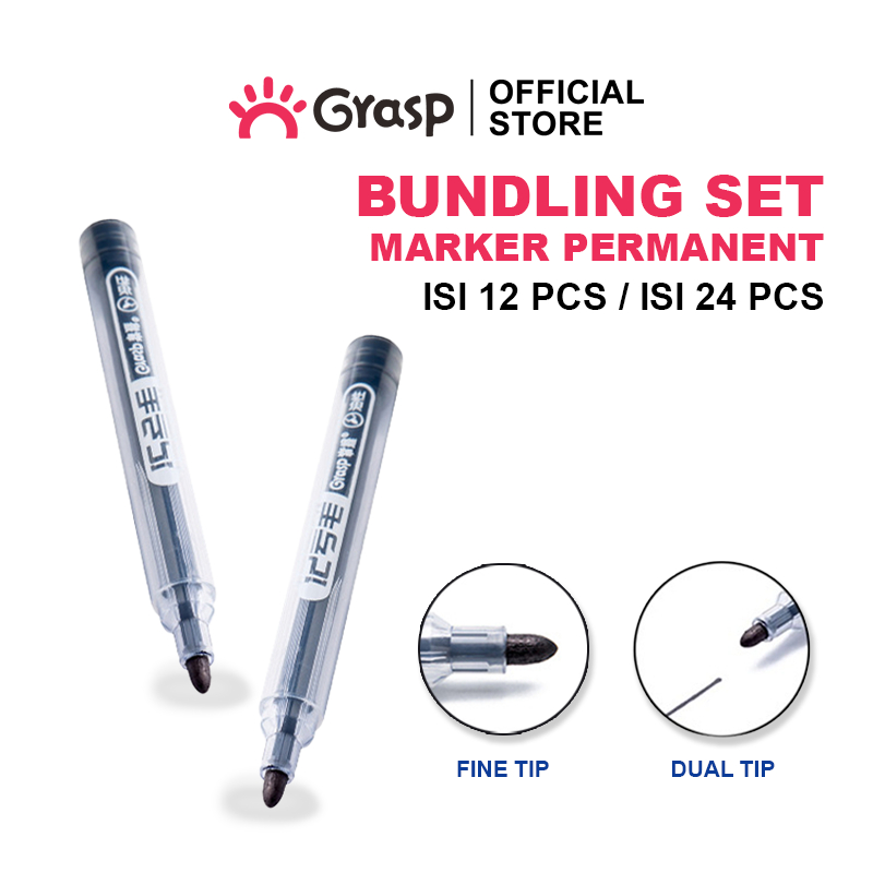 

GRASP Bundle Spidol Permanen Marker Oil Based Cepat Kering Tahan Air SP001