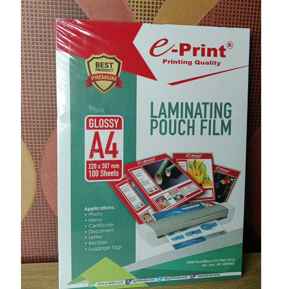 

PLASTIK LAMINATING A4 ECO SPC-021 100 SHEETS EPRINT [5046162]