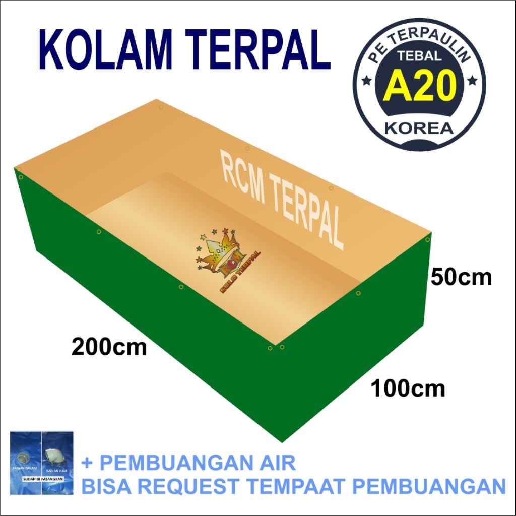 kolam terpal kotak  2x1x0,5 / 1x2x0,5 bisa untuk budidaya ikan nila dll