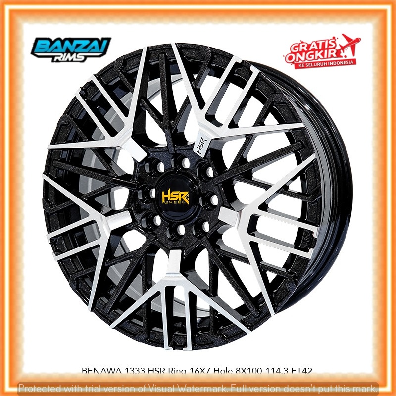 Velg Mobil Toyota Avanza Brio Agya Sigra Ring 16 HSR Benawa Lebar 7 Rata Black Glossy