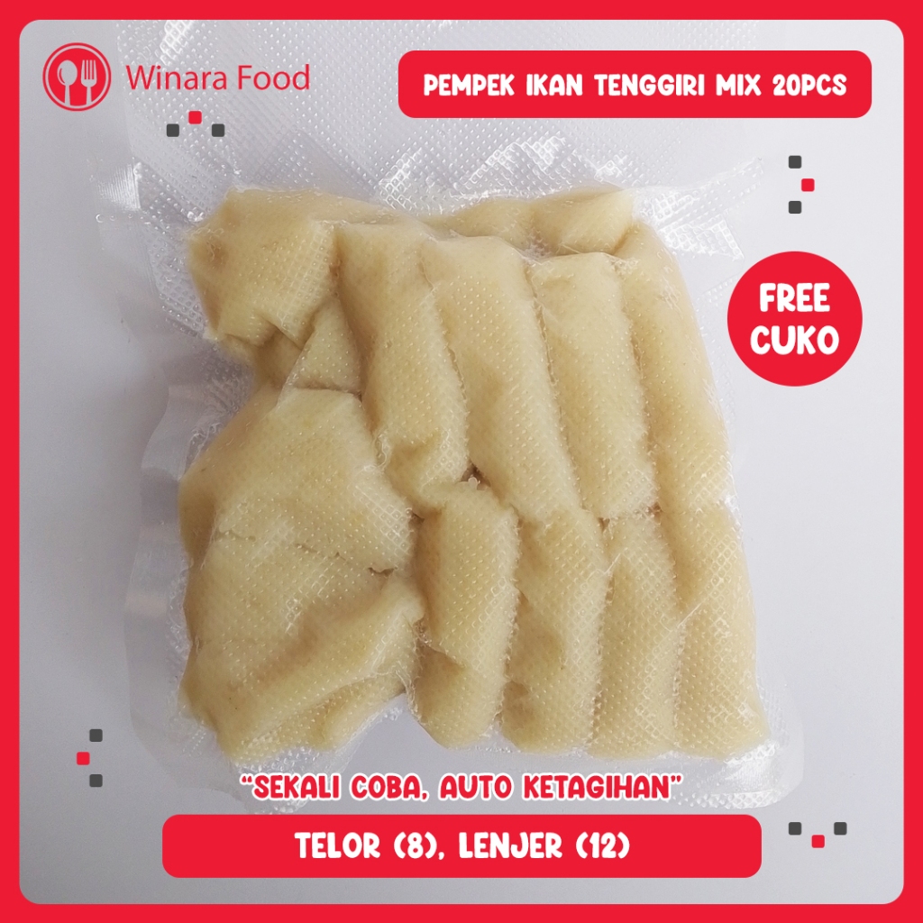 

Pempek Ikan Tenggiri Winara Mix isi 20 pcs - Pempek Ikan - Pempek Palembang - Pempek Cuko Sedap