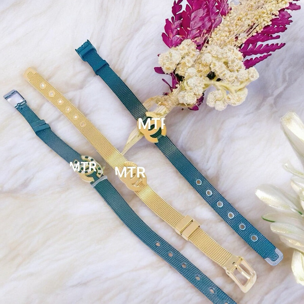 Gelang Wanita Titanium Fashion Korean Rantai Jam Motif