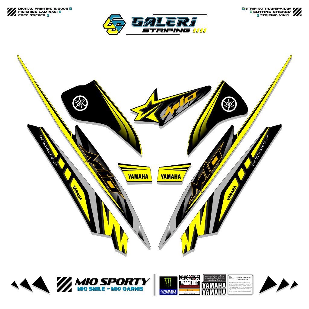 STRIPING MIO SPORTY MOTIF 7 STIKER MOTOR MIO SMILE GARNIS SPORTY STICKER YAMAHA MIO VARIASI SIMPLE
