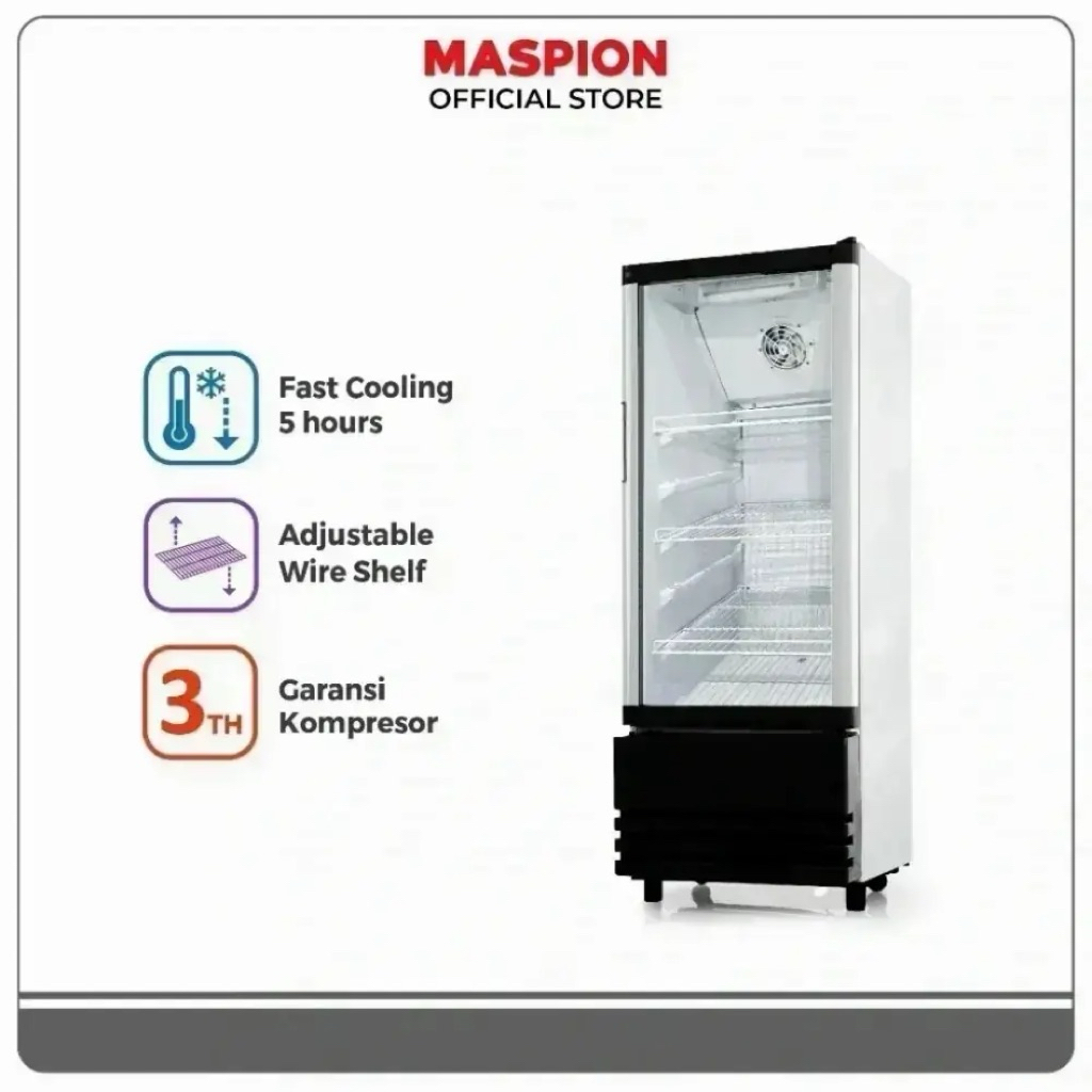 Maspion Showcase 180 Liter Hitam USG180ND-CBK / Usg 180ndc