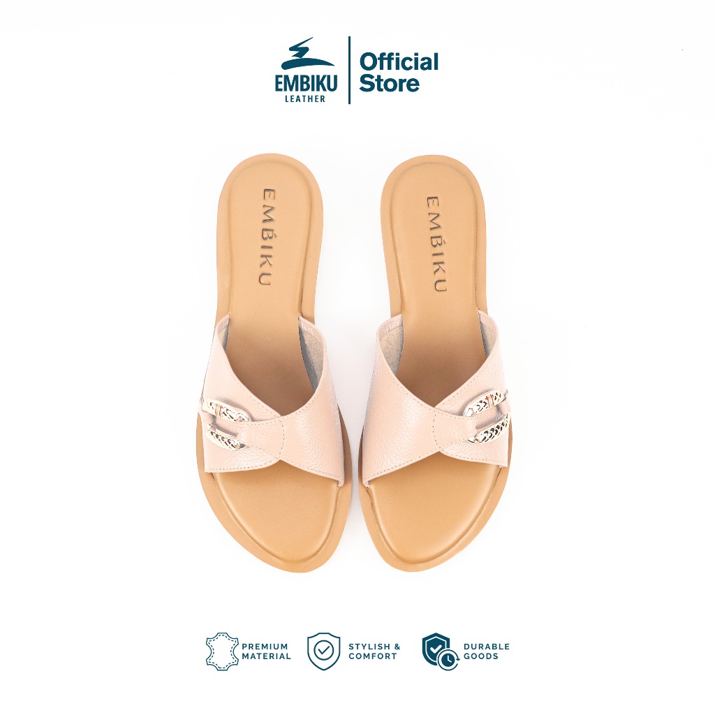 EMBIKU - Sandal Slop Wanita Teplek Kulit Asli - Sandal Kulit Garut - Sandal Teplek Wanita