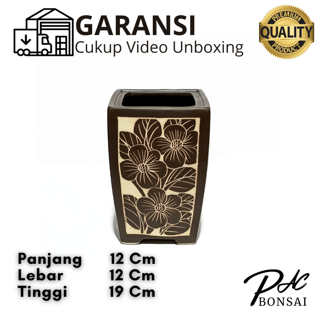 PREMIUM PAC Bonsai | Pot Bonsai Sansivera Kaktus Sukulen Adenium Berbahan Keramik