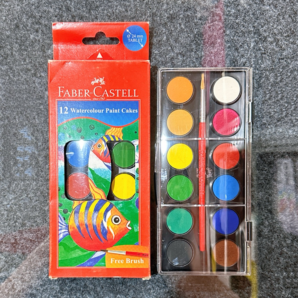 

Cat Air Watercolour FABER CASTELL Paint Cakes 12 Warna [1 PCS]