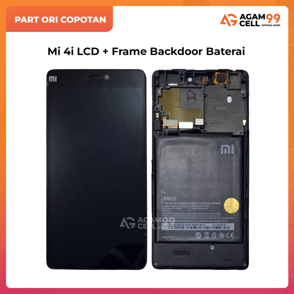 LCD Frame Set Xiaomi Mi 4i Simtray dan Baterai Buzzer Spaeake dan papan cas Ori Copotan