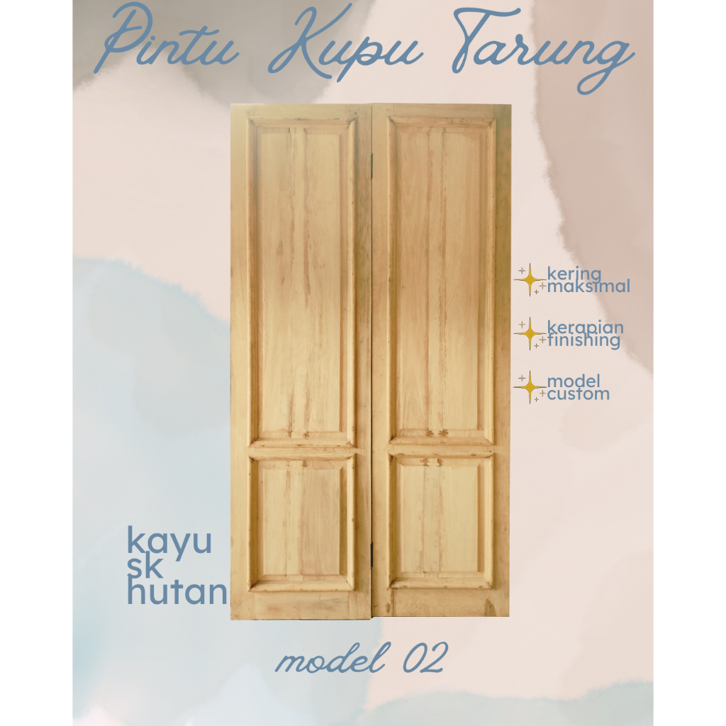 PINTU KAYU MINIMALIS / PINTU KAMAR / PINTU RUMAH / MODEL KUPU TARUNG 02 Desain Mewah & Kokoh