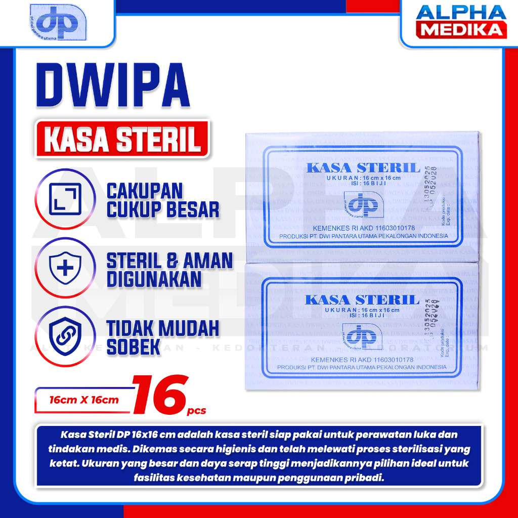 DWIPA - Kasa Steril DWIPA 16 x 16 cm  / Kasa Steril DWIPA