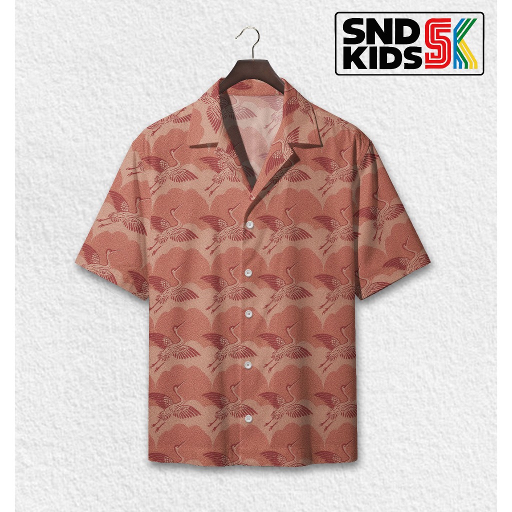 SND Kemeja Motif Burung Bangau Gorden Jadul | SS-GORDEN