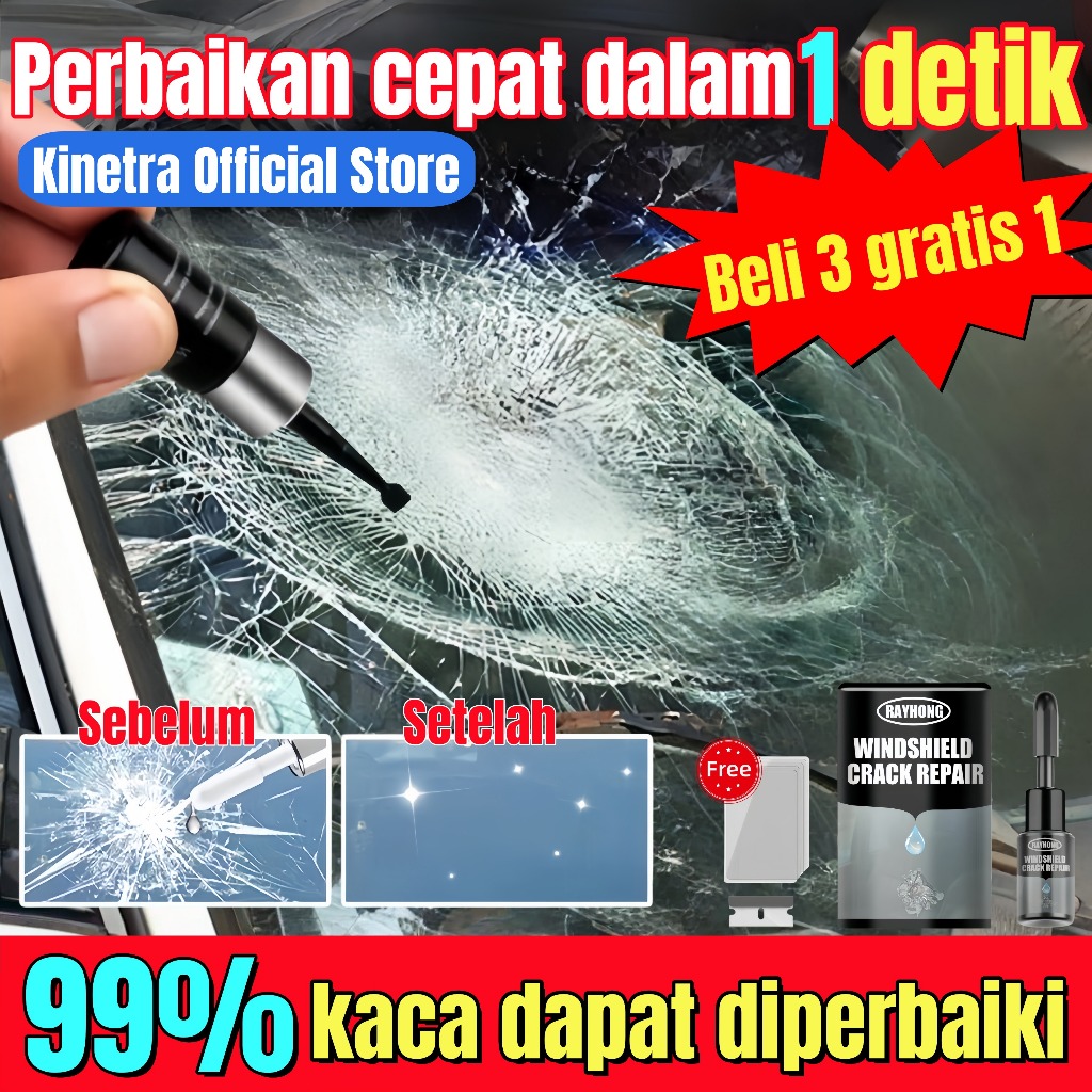 Lem kaca mobil retak tanpa bekas lem kaca aquarium bening super kuat glass repair kit cocok untuk