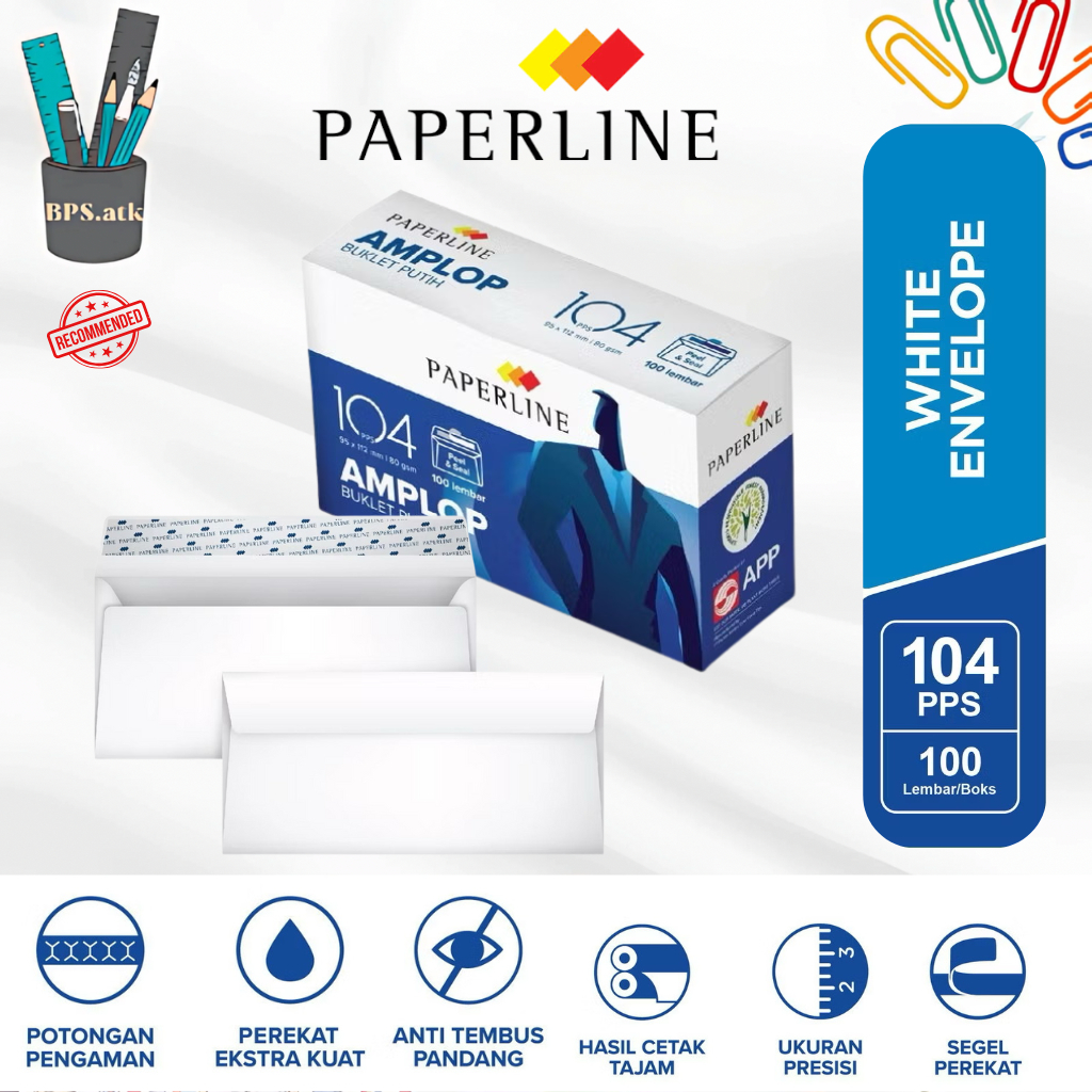 

(1 pak) Paperline Amplop 104 APS 95x152m Polos / Garis Airmail (100 Lembar)